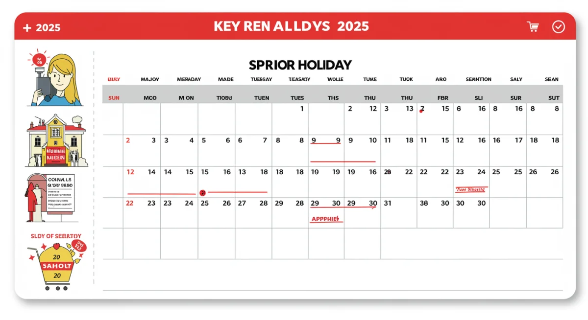 Calendar highlighting 2025 apparel sales events and seasonal discounts.