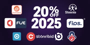 Graphic displaying 20% off new 2025 subscription bargains