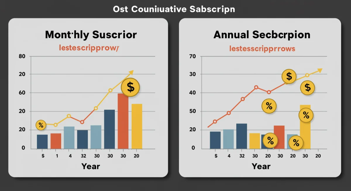 Infographic comparing cumulative costs of monthly versus annual subscriptions