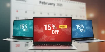 Three modern laptops showcasing significant price drops for February 2025