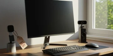 Modern home office setup with discounted electronics