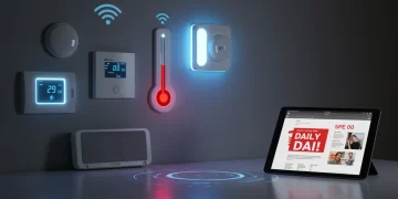 Modern smart home interior with integrated devices, showcasing daily deal savings