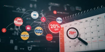 Illustration of smart shopping strategies for daily deals in 2025, showing premium brands and significant discounts.