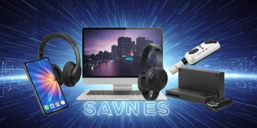 Futuristic collage of top electronics deals for Q1 2025, including smartphones, laptops, and smartwatches, symbolizing significant savings.